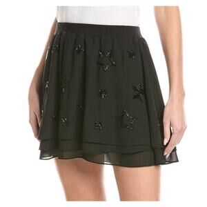 Chaser Beaded Star Flouncy Tiered Mini Skirt Size Medium NWT